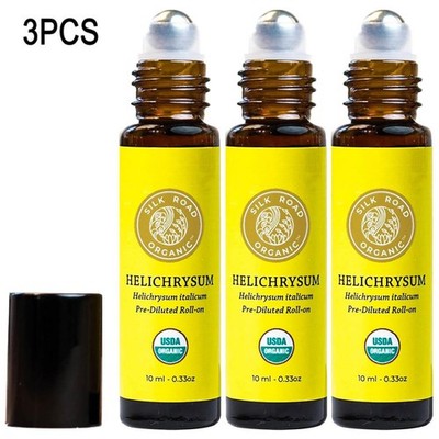 3PCS Natural Helichrysum Italicum Roll On Essential Oil Anti-Aging Facial Skin