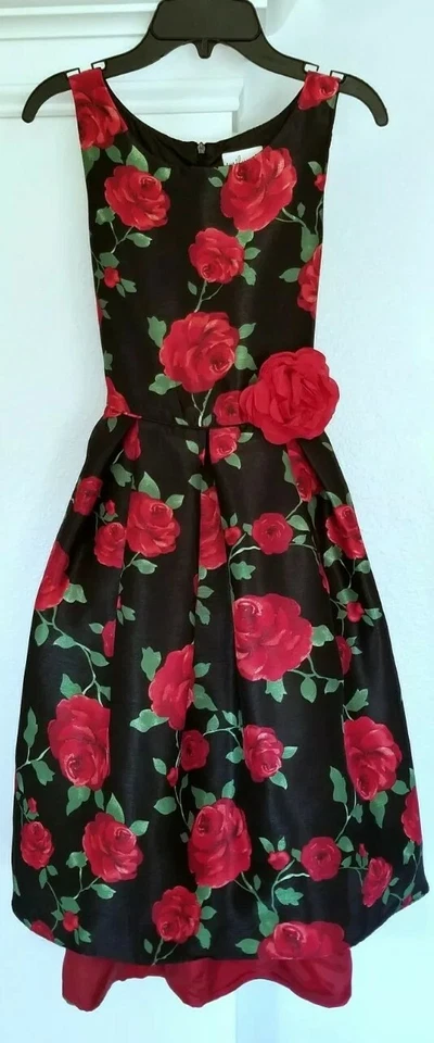 Emily West Big Girl 优雅花卉山东高低花式连衣裙-16 码 — 第 3/4 张图片