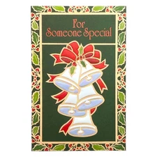 Embossed CHRISTMAS Card FOR SOMEONE SPECIAL, Bells by Paramount Cards + Envelope