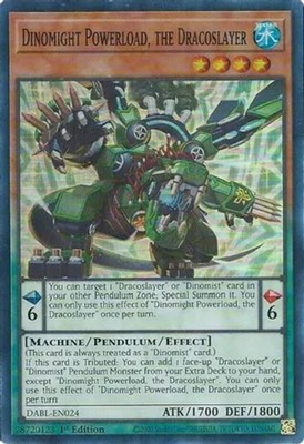 Yu-Gi-Oh! Karte: Dinomight Powerload, The Dracoslayer – DABL-EN024 – Super Rare – 1st Edition – Aus Darkwing Blast