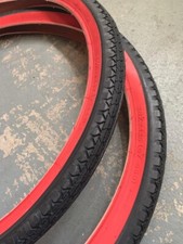 Pair 2pcs  Bicycle Tires 26" X 2.125 Cruiser BMX Lowrider Bikes BLACK/RED WALL