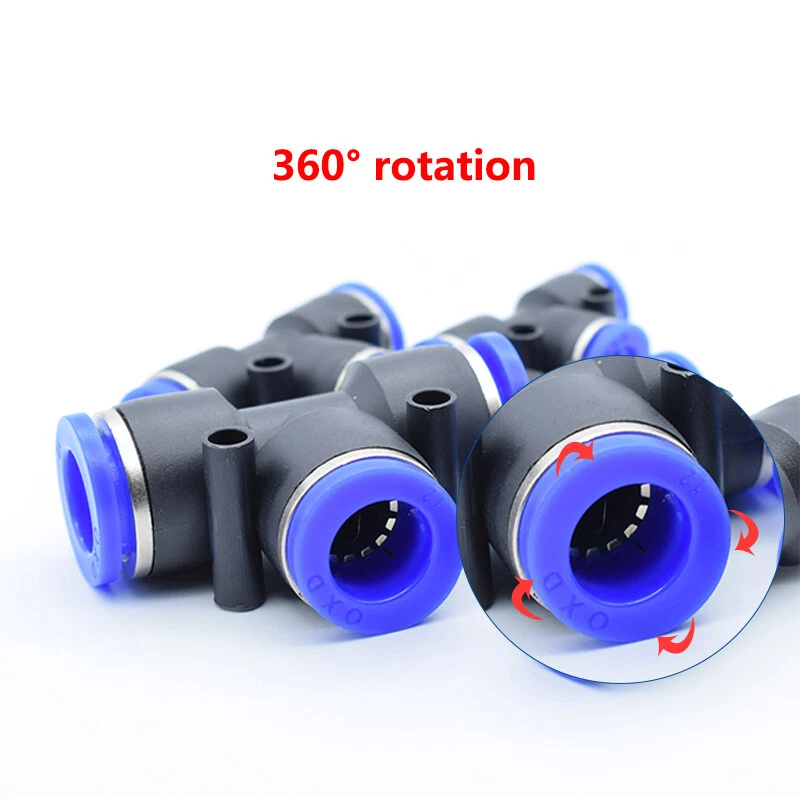 Union Tee Equal Connector Pneumatic Push-In Fitting for Air Sizes 4/6/8/10-16mm - image 4 of 4