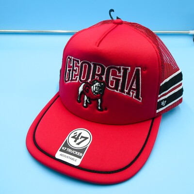 '47 Brand Georgia Bulldogs Hat Mens Red Trucker Snapback Retro Stripe  Farmer New
