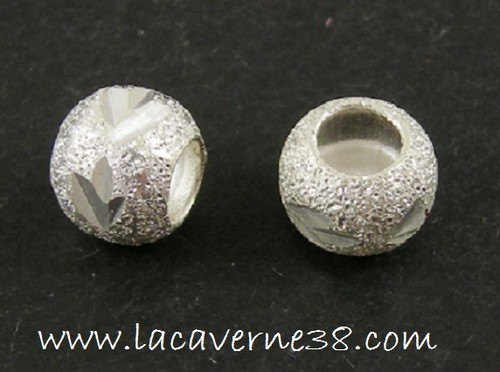 Perles Stardust Argenté Ciselé - 15/40 Pièces - Diamètre 6mm Trou 3mm - Neuf