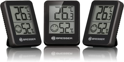 Bresser Thermometer Hygrometer Temeo Hygro Raumklima-Indikator 3er Set schwarz