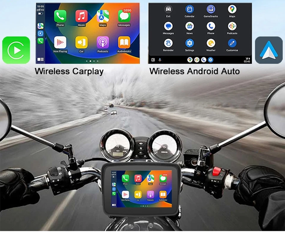Kabelloser Carplay Bildschirm für Motorrad CarPlay & Android Auto Wasserdicht - Bild 2 von 4