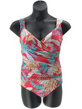 Jantzen Solid Surplice Maillot One- Piece Swimsuit Melon