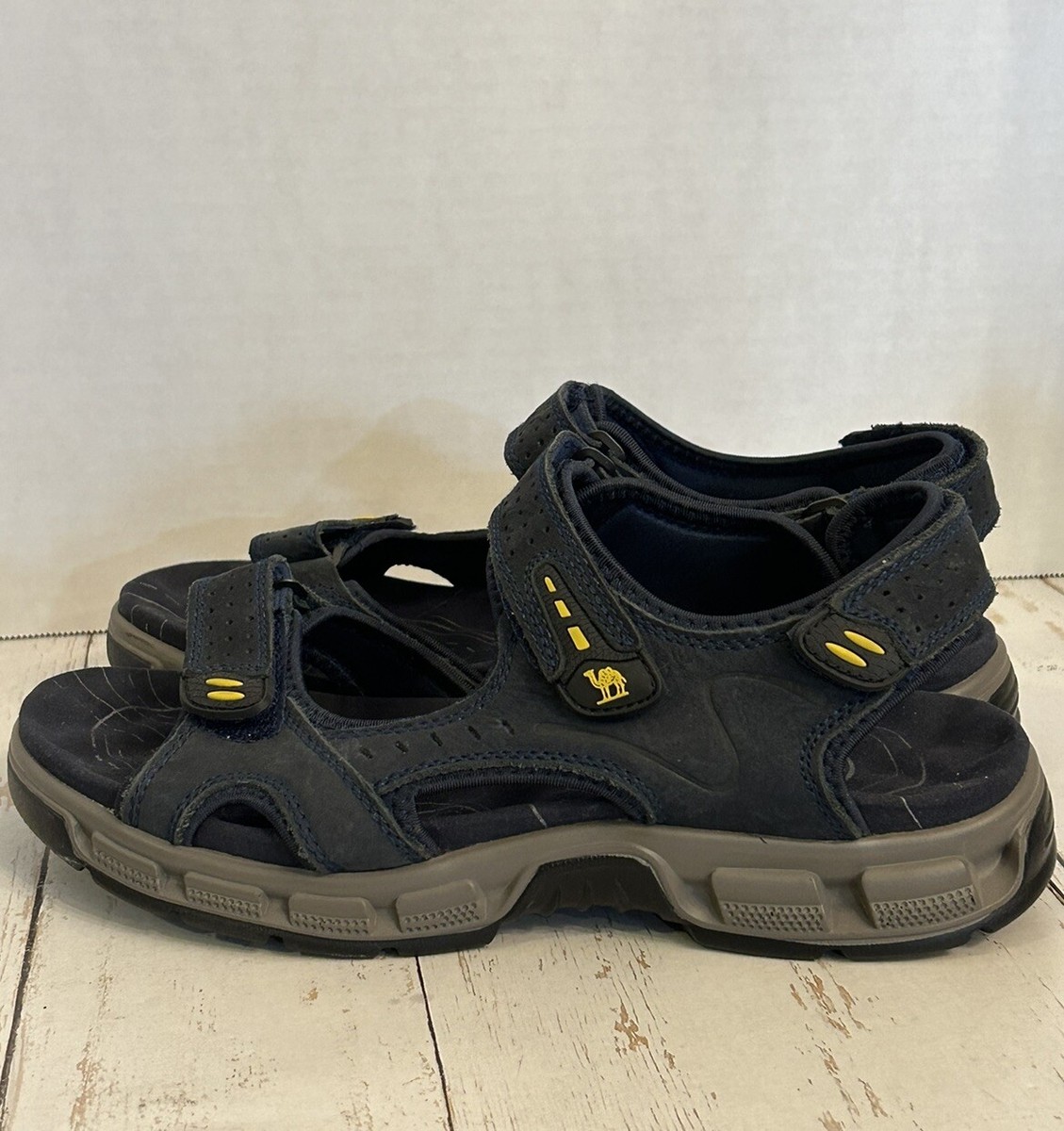 CAMEL Crown Men’s Navy and Gray Sandals with Yellow Logo Amazon.com | CAMEL CROWN Mens Hiking Sandals Waterproof with  main image 2