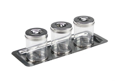 4 Stück Edelstahl Klar Kanister Set Silber Küche Gläser Aufbewahrung mit Deckel Tablett