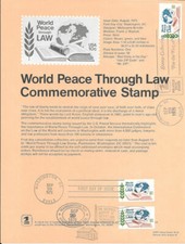 #1576 10c World Peace Through Law Stamp Poster-Unofficial Souv Pg Ft