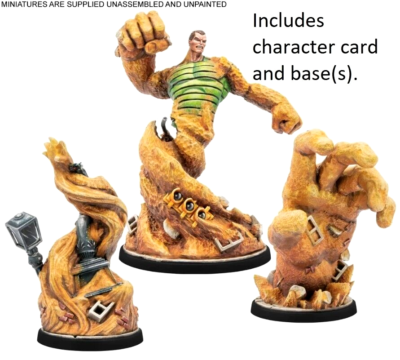 Marvel Crisis Protocol Sandman model, character cards and base MCP