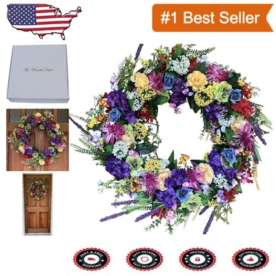 Spring Door Wreath 22'' with Protective Box & Easy-Hang Loop - Seasonal Elegance