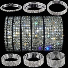Glitter Crystal Rhinestone Stretch Bracelet Bangle Wristband Wedding Bridal Gi  