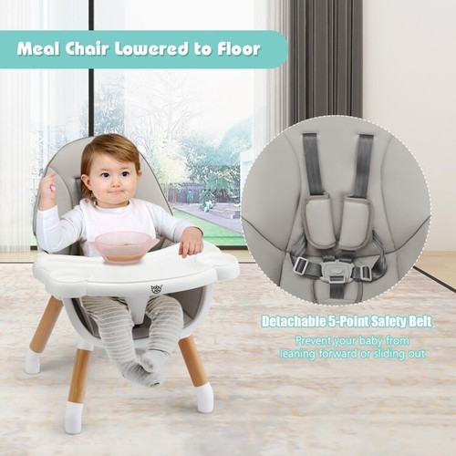 5-in-1 Baby Convertible Wooden High Chair with Detachable Tray - Picture 8 of 9