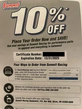Summit Racing 10% Off Coupon Code Expires: 12/31/2025