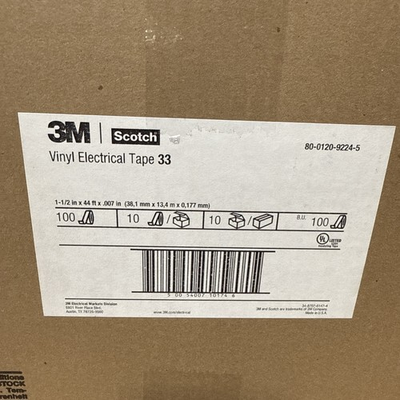 #ad Scotch Super 331.5in x 44ftVinyl Electrical Tape Black101741 BOX OF 10 ROLLS $80.00