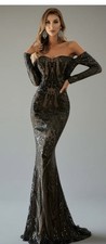 Gorgeous Long Gown, Off The Shoulder Evening Dress, Cocktail, sequin, Small NWT