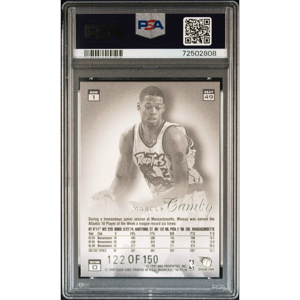 1996-97 Marcus Camby Flair Legacy Collection RC Row 1 #49 PSA 8 /150 Pop 2 - Image 2 of 3