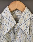 Vintage 1960s Jonathan Hill Design - Blue/Gold Dress Shirt w/Pointed Collar - M — photo 5