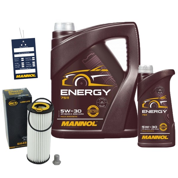 MotoröL Set Mannol Energy 5W-30 API 6L Mit ÖLfilter FüR BMW 1Er 3Er 318D 320D-image