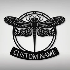 Personalized Dragonfly Metal Wall Art Sign Custom Home Decor Housewarming Gifts