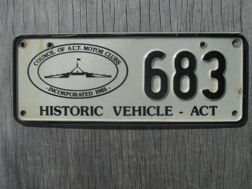 c2010  Australian Capital Territory Historic Vehicle 683  license plate