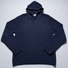 Wills Huckberry Hoodie Mens Medium Blue Speckled 100% Wool Pullover Sweater