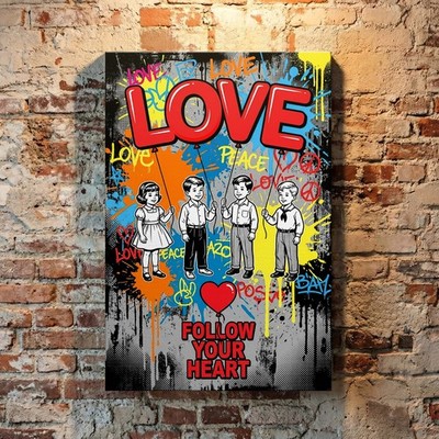 Banksy-Kinder, POP ART kunst, Liebe-Love Banksy Leinwnad, Acrylglas,Poster Art