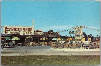 c1960s MIAMI BEACH, Florida Postcard CHARLIE'S SUN FUN PATIO SHOP Biscayne Blvd.