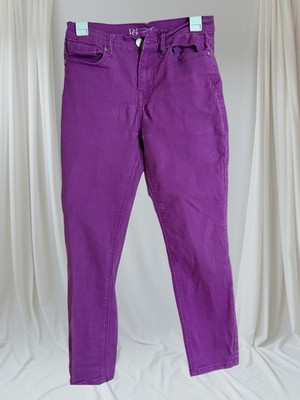 DG2 Diane Gilman Women's Purple Skinny Jeans Cotton Blend Stretch Denim