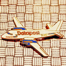 Rare Datapost Aeroplane Brooch Pin Badge 37mm x 27mm