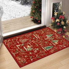 Christmas Rugs 2x3 Red Washable Entryway Rug, Soft Non-Slip Christmas Doormat...