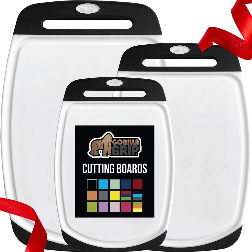 GORILLA GRIP BPA-Free Reversible Kitchen Cutting Board Set of 3, US Designed,...