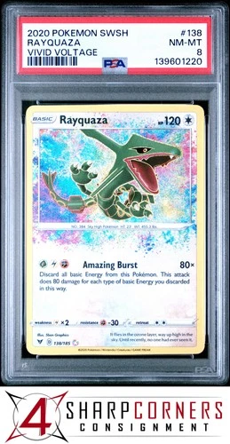 2020 POKEMON SWORD & SHIELD VIVID VOLTAGE #138 RAYQUAZA PSA 8