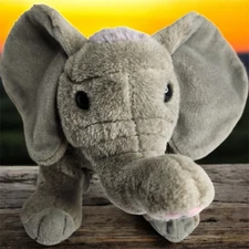 Wild Republic Baby Elephant Plush Stuffed Animal 9” Trunk Up Gray Cute 2012 Toy