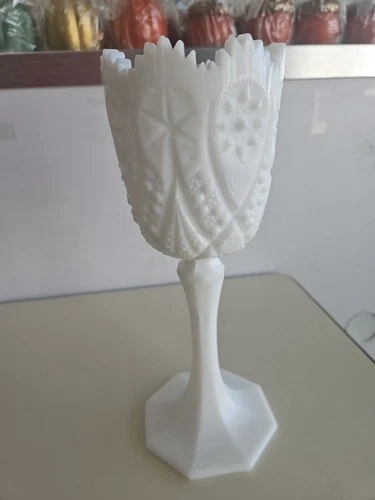 Vintage Milk Glass Chalice Goblet  Farmhouse Decor 10" Tall