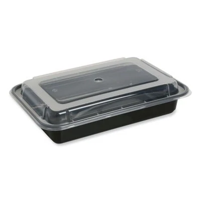 General Supply TORECT28 Food Container 28 Oz Black/Clear Plastic