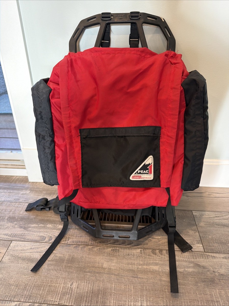 Vintage Coleman Peak 1 External Frame Hiking Backpack Red Camping