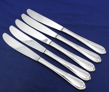 (5)  "KNOt" SOLID HANDLE DINNER KNIVES 9 1/4 in Stainless Farberware