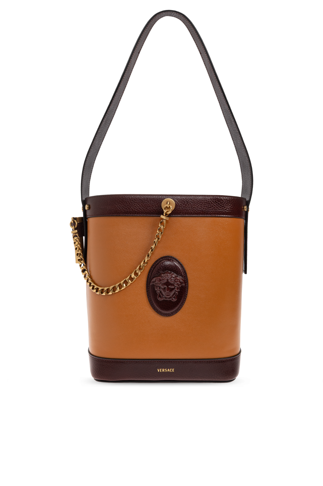 VERSACE Pivot Small Brown Bucket Bag New & Authentic
