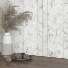 Kitchen Peel and Stick Backsplash Tiles Diamond White Silver 10pcs