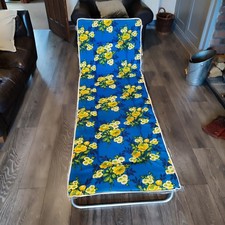 Vintage Folding Sun Lounger Floral Blue & yellow Original Box Mint Condition