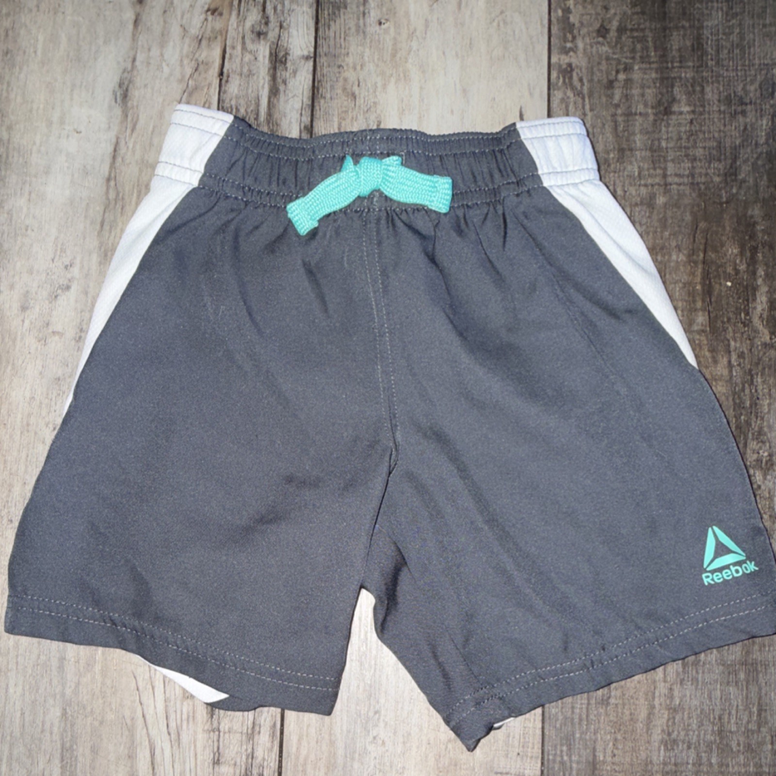 Reebok Toddler 3T Athletic Colorblock Shorts Gray/White/Teal Drawstring