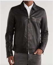 NWT, AllSaints Kaya Leather Jacket in Black Size LARGE