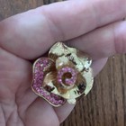 Flower Rhinestone Statement Ring Gold Tone Pink Rose Adjustable — photo 7