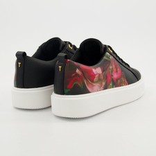 Ted Baker Averiiy Black Leather Floral Platform Trainers Sneakers