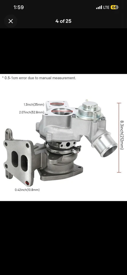 Turbocharger W/Actuator For 2018-2020 Honda Accord 1.5L 6A0-F4-T/C 181201132E - Image 3 of 4