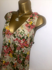 Warehouse Floral Maxi Dress Size 12 Summer 100% Indian Cotton Holiday V neck