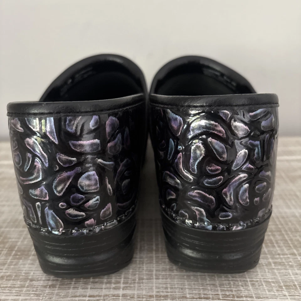 Dansko XP Mujer EE. UU. 9.5-10 Negro/Lavanda Patrón Floral ¡EXCELENTE ESTADO!! Foto 4 de 4