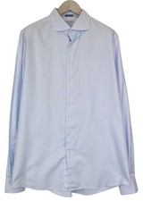SUITSUPPLY Men Formal Shirt 46L/18L Extra Slim Blue Cotton Striped Long Sleeve I